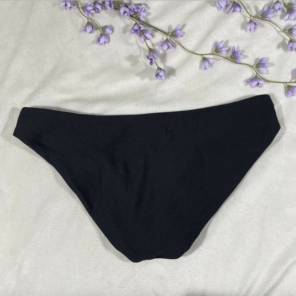 NEW Becca Fine Line Ribbed Bikini Bottoms Black SZ Medium - Picture 9 of 12